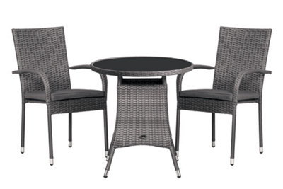 Malaga 2 Seater Stacking Bistro Set with Cushions H73 x W70 x