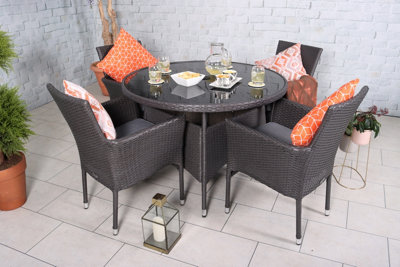 Malaga 4 Seater Stacking Dining Set with Cushion Synthetic