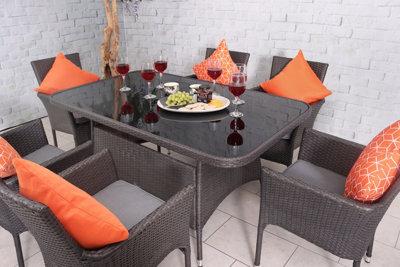 Malaga 6 Seater Rectangular Stacking Dining Set with Cushions