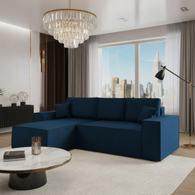Malaga L Shaped MDF Corner Sofa Bed with Storage and Pull Out Seat ...
