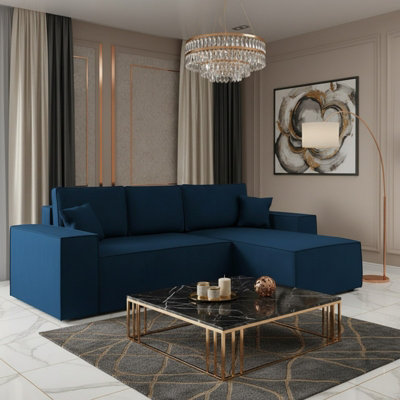 Malaga L Shaped MDF Corner Sofa Bed with Storage and Pull Out Seat ...
