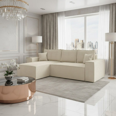 Malaga L Shaped MDF Corner Sofa Bed with Storage and Pull Out Seat ...