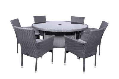 Malaga Six Seater Fixed Dining Set