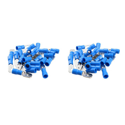 Male Blue Electrical Cable Wire Spade Terminals Crimps Connectors 50pc