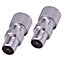 Male Coaxial TV Aerial Connector Plugs for RF Cable/Freeview - Durable Metal Construction - Pack of 2