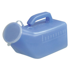 Male Portable Urinal with Lid - Reusable - Easy to Clean - 1 Litre - Blue