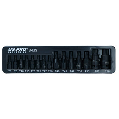 Male Torx Star Impact Impacted Shallow Bit Sockets Mixed Drive T6 - T70 ...