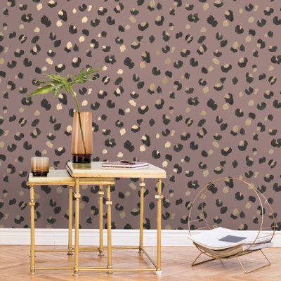 Leopard Animal Print wallpaper in blush pink