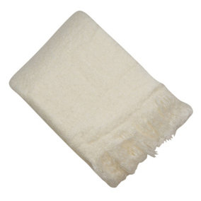 Malini Faux Thick Mohair Throw Ivory