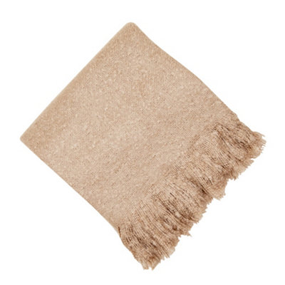 Malini Faux Thick Mohair Throw Natural