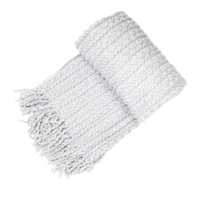 Malini Grey Barley Twist Throw with Tassels