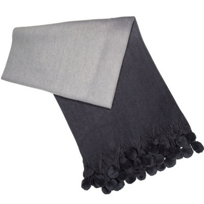 Malini Pom Pom Ombre Throw Blue