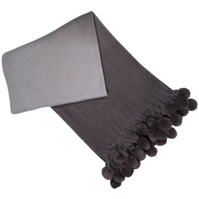 Malini Pom Pom Ombre Throw Grey