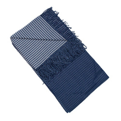 Malini Soft Grid Like Throw Blue