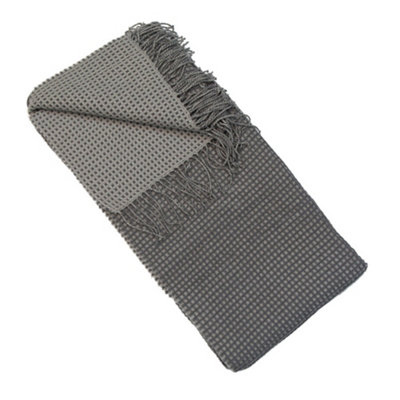 Malini Soft Grid Like Throw Grey