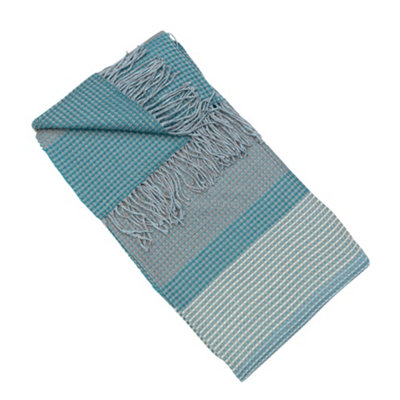 Malini Soft Grid Like Throw Teal