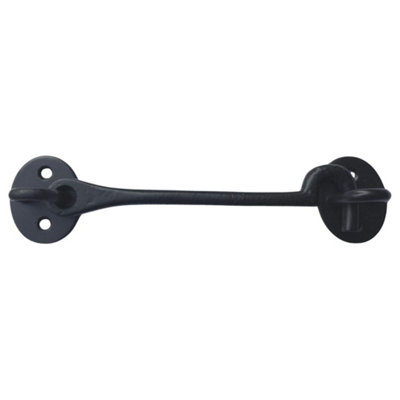 Malleable Cabin Hook 200mm (8 Inch), Black - Door Hook Latch for Gates, Windows, Cabinets, and Sheds