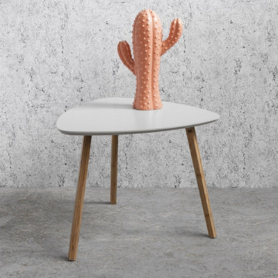Malme Side Table Occasional Midsize in Light Grey and Natural Pine
