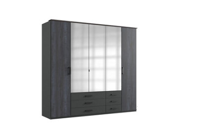 MALMO 5 door wardrobe with mirror and drawers