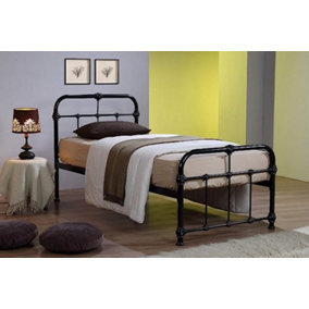 Malmo Black 3FT Single Metal Bed Frame Hospital Style Vintage