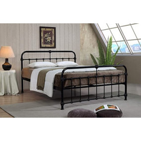 Malmo Black 4FT Small Double Metal Bed Frame Hospital Style Vintage