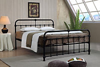 Malmo Black Double Metal Bed Frame Hospital Style Vintage