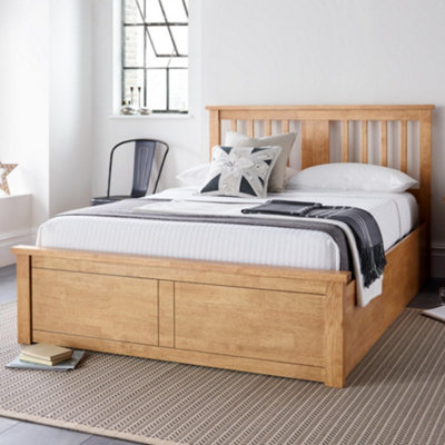 Malmo new oak finish wooden ottoman store storage bed