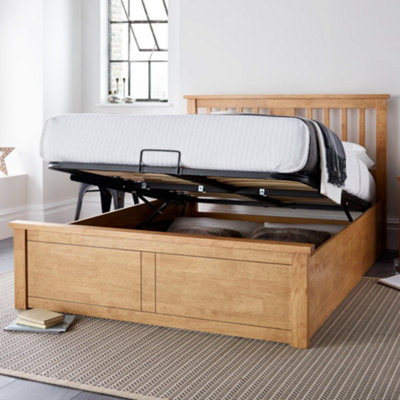 Malmo New Oak Finish Wooden Ottoman Storage Bed - Double Ottoman Only