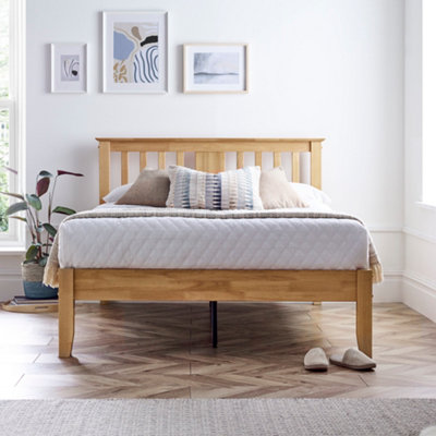 Malmo Oak Finish Wooden Bed Frame - Double