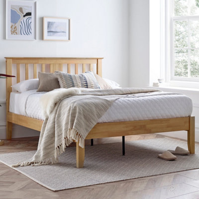Malmo Oak Finish Wooden Bed Frame - Double
