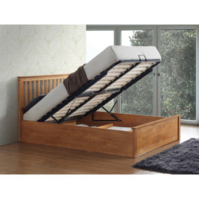 Malmo Oak Wooden Ottoman Bed Double