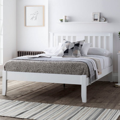 Malmo White Wooden Bed Frame - Compact Double Bed Frame Only