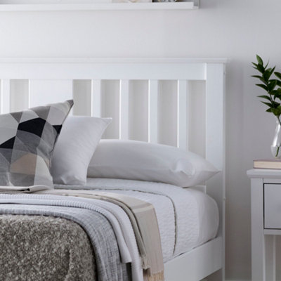 White wooden deals headboard double