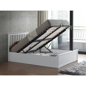 Malmo White Wooden Ottoman Bed Double
