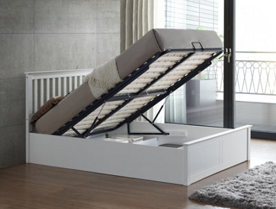 Malmo White Wooden Ottoman Bed King Size