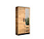 Malta 2 Contemporary Mirrored 2 Door Wardrobe 2 Drawers  4 Shelves 1 Rail Golden Oak Effect (H)2020mm (W)1030mm (D)400mm