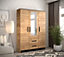 Malta 2 Contemporary Mirrored 3 Door Wardrobe 2 Drawers  8 Shelves 1 Rail Golden Oak Effect (H)2020mm (W)1530mm (D)400mm
