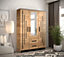 Malta 4 Contemporary Mirrored 3 Door Wardrobe 2 Drawers  8 Shelves 1 Rail Golden Oak Effect (H)2020mm (W)1530mm (D)400mm