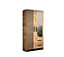 Malta 6 Contemporary Mirrored 2 Door Wardrobe 2 Drawers  4 Shelves 1 Rail Golden Oak Effect (H)2020mm (W)1030mm (D)400mm
