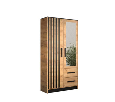 Malta 6 Contemporary Mirrored 2 Door Wardrobe 2 Drawers 4 Shelves 1