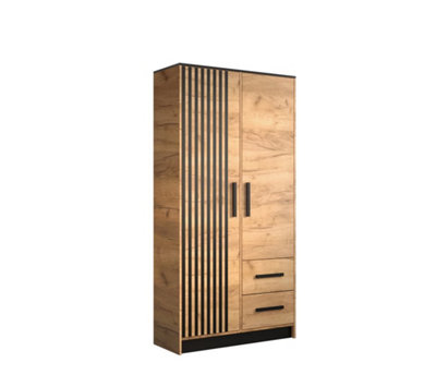 Malta 7 Contemporary 2 Door Wardrobe 2 Drawers 4 Shelves 1 Rail Golden