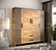 Malta 7 Contemporary 4 Door Wardrobe 2 Drawers  8 Shelves 1 Rail Golden Oak Effect (H)2020mm (W)2010mm (D)400mm