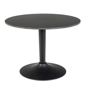 Malta Ceramic Round Coffee Table in Matt black 60x45cm