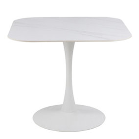 Malta Dining Table With a Steel Base in White