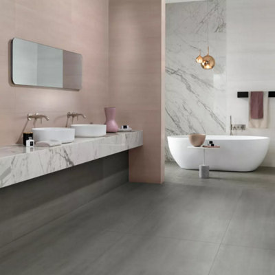 Malta Medium Grey Stone Effect Matt Porcelain Tile 600 x 300mm