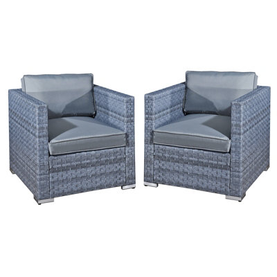 Malta Rattan 2 Seat Twin Chair Set in Ocean Grey