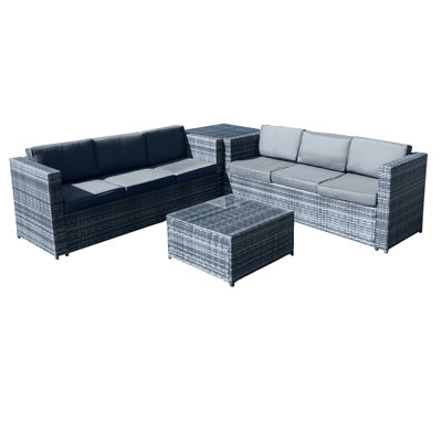 Malta Rattan 6 Seat Lounge Set in Ocean Grey