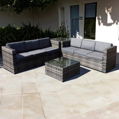 Malta Rattan 6 Seater Corner Set in Walnut Grey