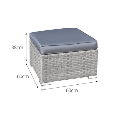 Malta Rattan Footstool in Dove Grey