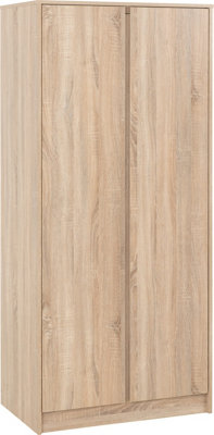 Malvern 2 Door Wardrobe in Sonoma Oak Effect Finish Hanging Rail and Shelf